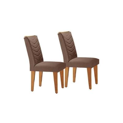 Cadeira Sala de Jantar Londrina Kit 2 Un Imbuia/Veludo Capuccino - Rufato