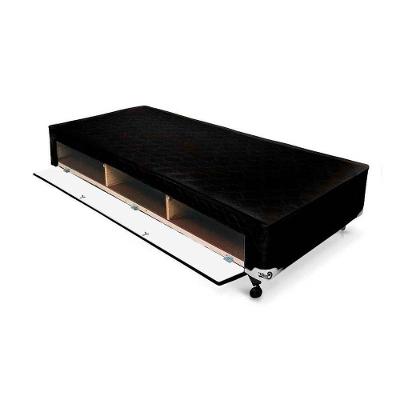 Cama Box Closet Solteiro  Poli Tecido Black (78x188x27) - Castor