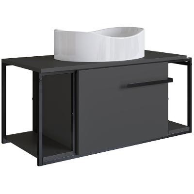 Gabinete Susp E Cuba Marmore Sintetico P1019x941012 Grafite Branco Pp Grafite Branco