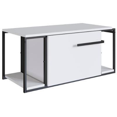 Gabinete Suspenso Para Banheiro 1 Pt Basc P1019 Preto Branco Pp Preto Branco