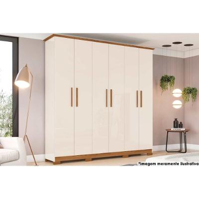 Guarda Roupa 6 Portas  e 3 Gavetas Cover Off White/Nature - Henn