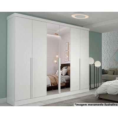 Guarda Roupa 6 Portas  e 6 Gavetas c/ Espelho Guarapari Branco - Panan
