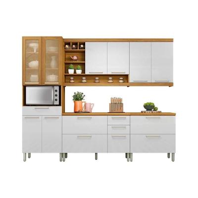 Kit De Cozinha Completa 4 Peças 5 Peças (2 Balcões 2 Aéreos 1 Paneleiro) C5p26 Freijó/branco