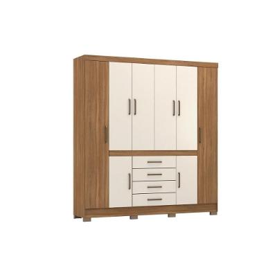 Guarda Roupa 8 Portas e 4 Gavetas New Realce Amêndola/Off White - Demóbile