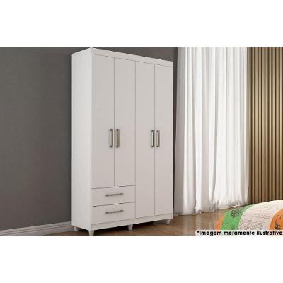 Guarda Roupa 4 Portas  e 2 Gavetas Canadá Branco - Conquista