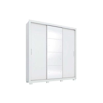 Guarda Roupa 3 Portas  de Correr e 2 Gavetas c/ Espelho e Pés Residence Branco - Demóbile