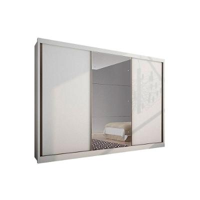 Guarda Roupa 3 Portas  de Correr e 8 Gavetas c/ 1 Espelho Sollo Plus Branco - Novo Horizonte