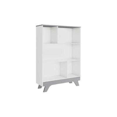 Estante Infantil Retrô 2868 c/ 5 Nichos Branco Brilho/Cinza - Peroba