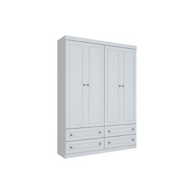 Guarda Roupa Solteiro 4 Portas e 4 Gavetas Americano Branco - Henn
