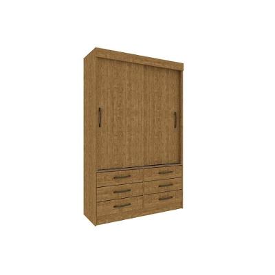 Guarda Roupa 2 Portas Chicago c/ de Correr e 6 Gavetas Cinamomo - Tcil Móveis