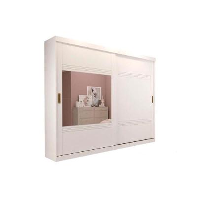 Guarda Roupa 2 Portas  de Correr e 4 Gavetas c/ 1 Espelho Blumenau Branco - Panan
