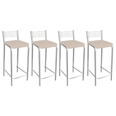 Kit 4 Banquetas Sala Jantar Gênova 1B705CR 4 Un Cromado/Courano Nude - Kappesberg