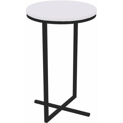 Mesa Lateral Redonda Volpi Artesano 56 Cm (altura) Em Mdp Branco Estrutura Metálica Em Aço Preta