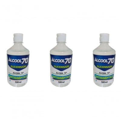 3 álcool 70 Glicerinado Antisséptico 500ml Com Dosador Tnt