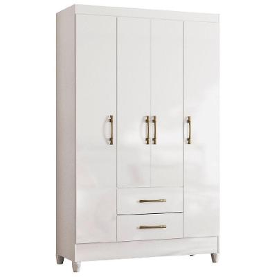Guarda Roupas Solteiro Infantil 4 Portas 2 Gavetas Paraty Branco Moval Branco