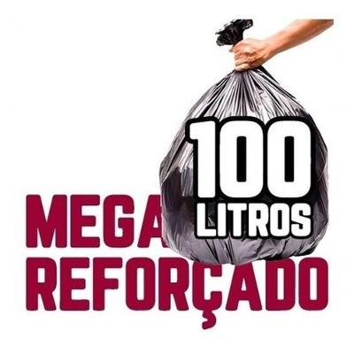 Mega Reforçado Saco De Lixo 100L 100un Preto Preto