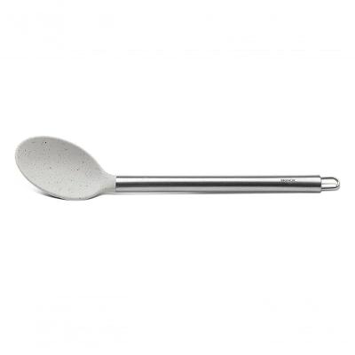 Colher Para Arroz Aço Inoxidável Base Silicone 33,5 Cm Para Panela Antiaderente Linha Duo Vanilla