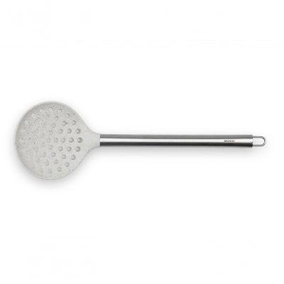 Espumadeira Aço Inoxidável Base Silicone 34,5 Cm Para Panela Antiaderente Linha Duo Brinox Vanilla