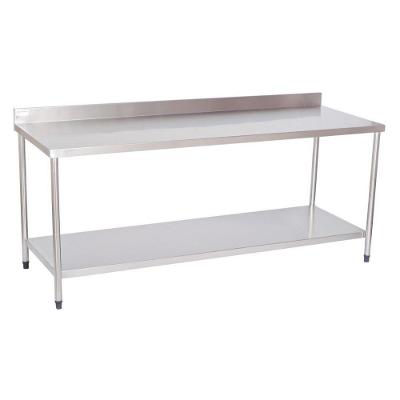 Mesa Lisa com Prateleira Lisa em Aço Inox 1,5 Metros Atual Inox 430 MLPL