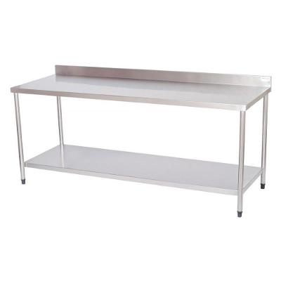 Mesa Lisa com Prateleira Lisa Atual Inox em Aço Inox 304 MLPL 1,5 Metros