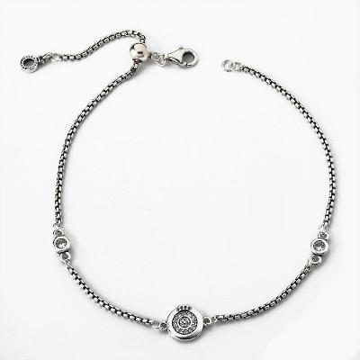 Pulseira Básica O Coroa Com Ajuste De Tamanho Prata 925