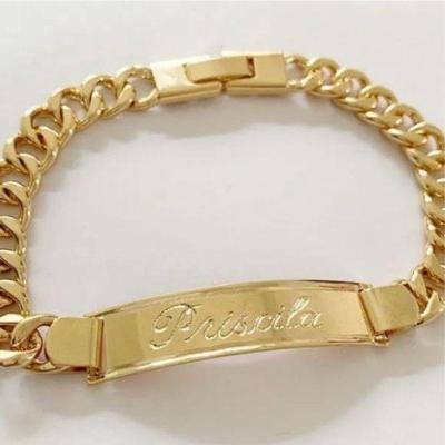 Pulseira Chapa Personalizada Banhada A Ouro