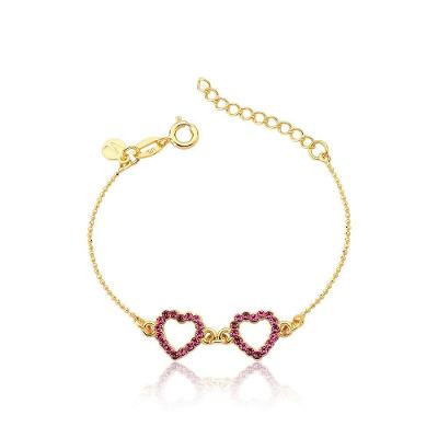 Pulseira Princess Heart Revestida Em Ouro