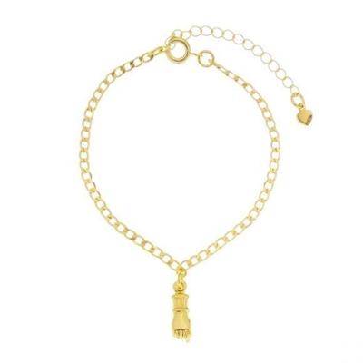 Pulseira Infantil com Pingente de Figa Banhado a Ouro