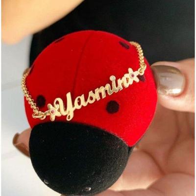 Pulseira Infantil Manuscrito Nome Detalhe Flor Banho De Ouro Filha