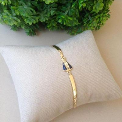Pulseira/bracelete Nossa Senhora Aparecida Cravejada Banho De Ouro