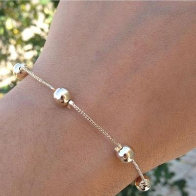 Pulseira De Bola 5mm Banhada A Ouro
