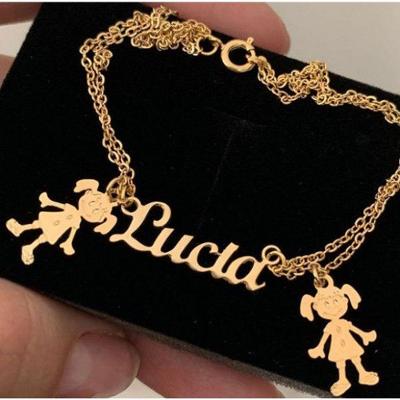 Pulseira Personalizada Até Dois Pingentes Banhado A Ouro