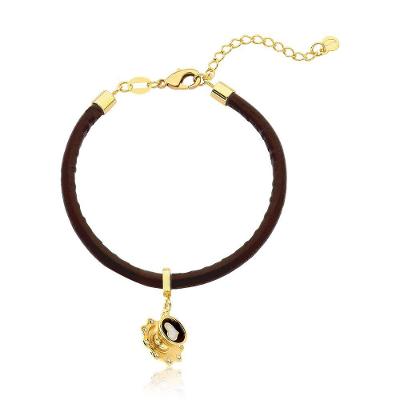 Pulseira De Couro Vl Café Xícara CPires Revestida Em Ouro
