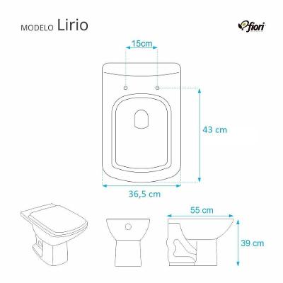 Tampa de Privada Poliéster Lirio Branco para Louça Fiori