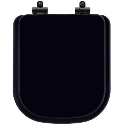Assento Sanitário Poliéster Soft Close Quadra Preto Para Vaso Deca Com Ferragem Preta
