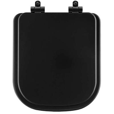 Assento Sanitário Poliéster Soft Close Quadra Preto Fosco Para Vaso Deca Com Ferragem Preta