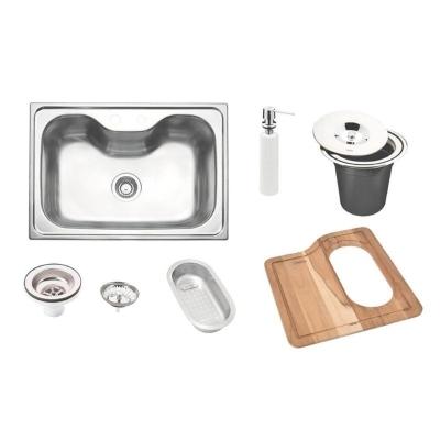 Cuba Sobrepor Inox + Lixeira de Embutir 5L Tramontina