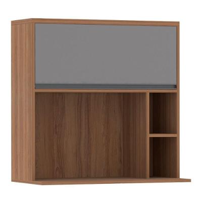 Armário Aéreo 80 Cm 1 Porta Nicho Micro Conjugado Vanilla Com Cinza