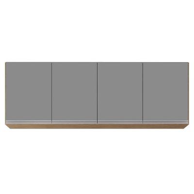 Armário Aéreo 160cm 4 Portas Nevada Castanho/Cinza