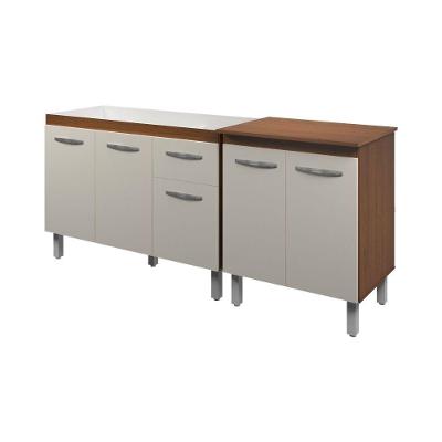 Armário Cozinha 120 Cm Com Balcão Multiuso Micro-ondas Off-White