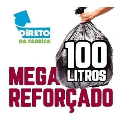 Mega Reforçado Saco De Lixo 100L 200un Preto Preto