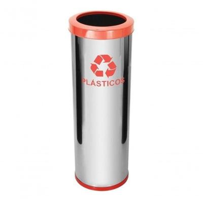 Lixeira Em Aço Inox Com Aro Pintado 30 Litros Vermelho