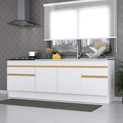 Kit 2 Balcões Com Rodapé Gabinete Pia E Cooktop Branco