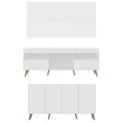 Conjunto Sala De Estar Rack Painel Tv 65 e Aparador Retrô