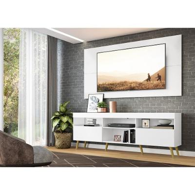 Rack Retrô Com Painel Para Tv Até 65´´ Flórida Fg3133 Branco/natural