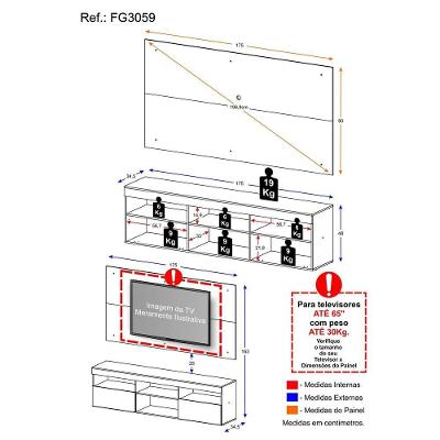 Rack Com Painel Para Tv Até 65´´ Flórida Fg3059 Preto