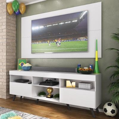 Rack C/ Painel Tv 65" Retrô Holanda Br3133 Branco Preto
