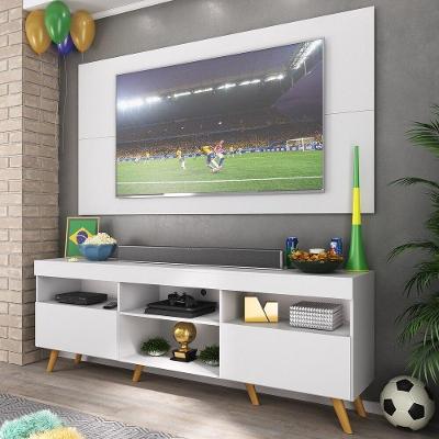 Rack C/ Painel Tv 65" Retrô Holanda Br3133 Branco Natural