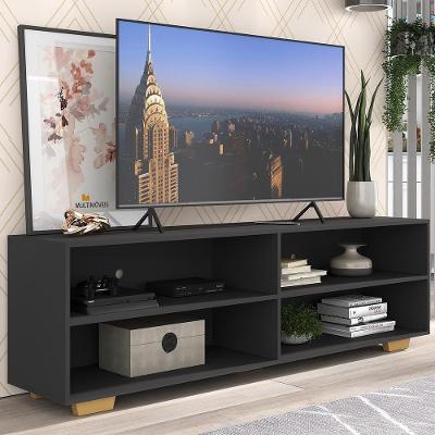Rack Para Tv 75" Com Pés Jazz Multimóveis Mp1018 Preto/natural