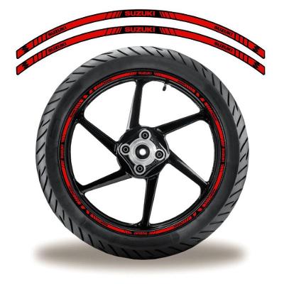 Adesivo Friso Roda Moto Suzuki Vermelho Vermelho Com Listra Preta